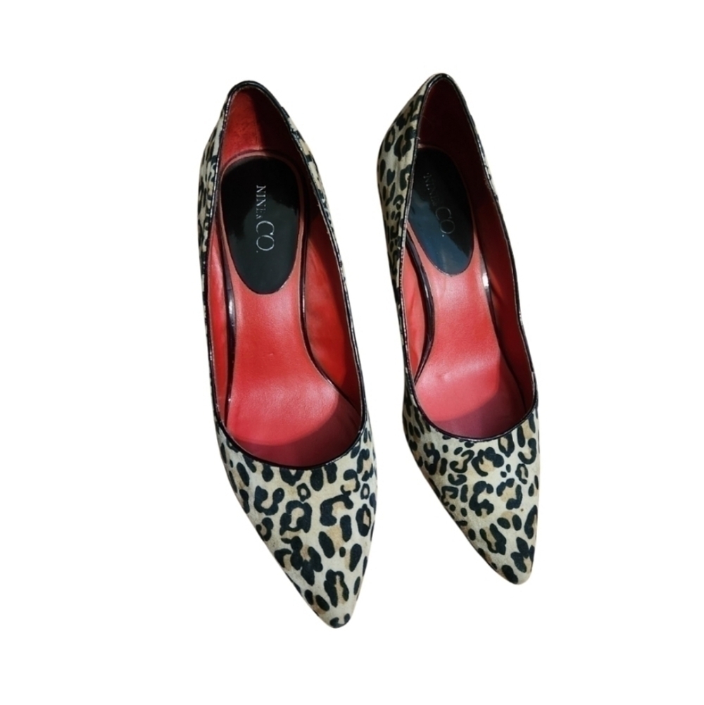 Nine & Co Women's Pointed Cheetah Heels Stiletto - Picture 2 of 7